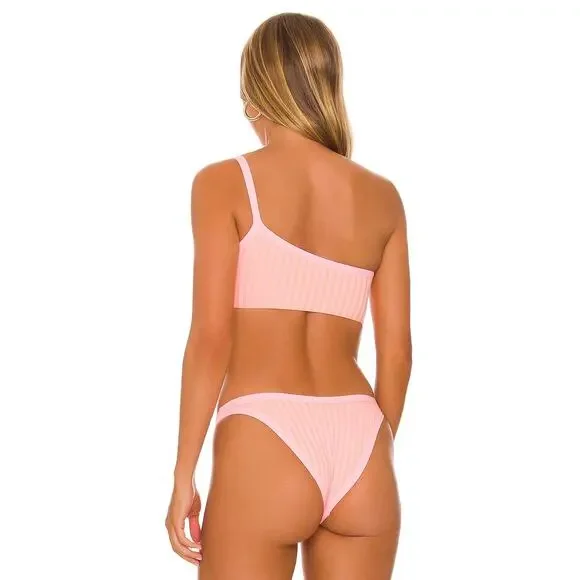 L*SPACE Axel Bikini Top Crystal Pink Lemon Drop One Shoulder Pullover Large NEW - Picture 3 of 8
